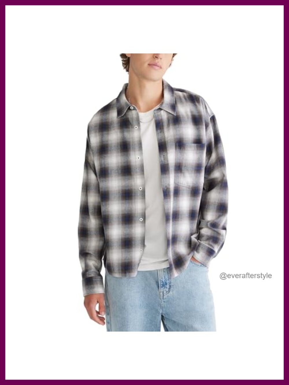 AEROPOSTALE Men's Long Sleeve Plaid Boxy Flannel Shirt